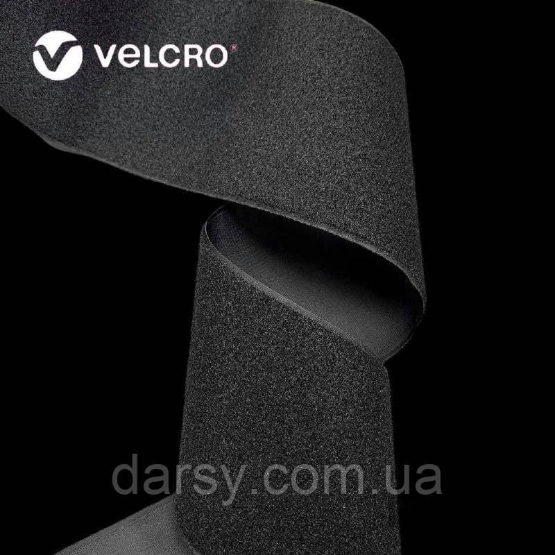 Липучка контактна Velcro 150 мм колір чорний BLACK (3C0) стрічка-петлі, фото 1