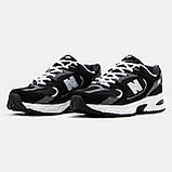 Чоловічі / жіночі кросівки New Balance 530 Black White, унісекс замшеві чорно-білі кросівки нью беленс 530 ню беланс NB 530 нб, фото 2