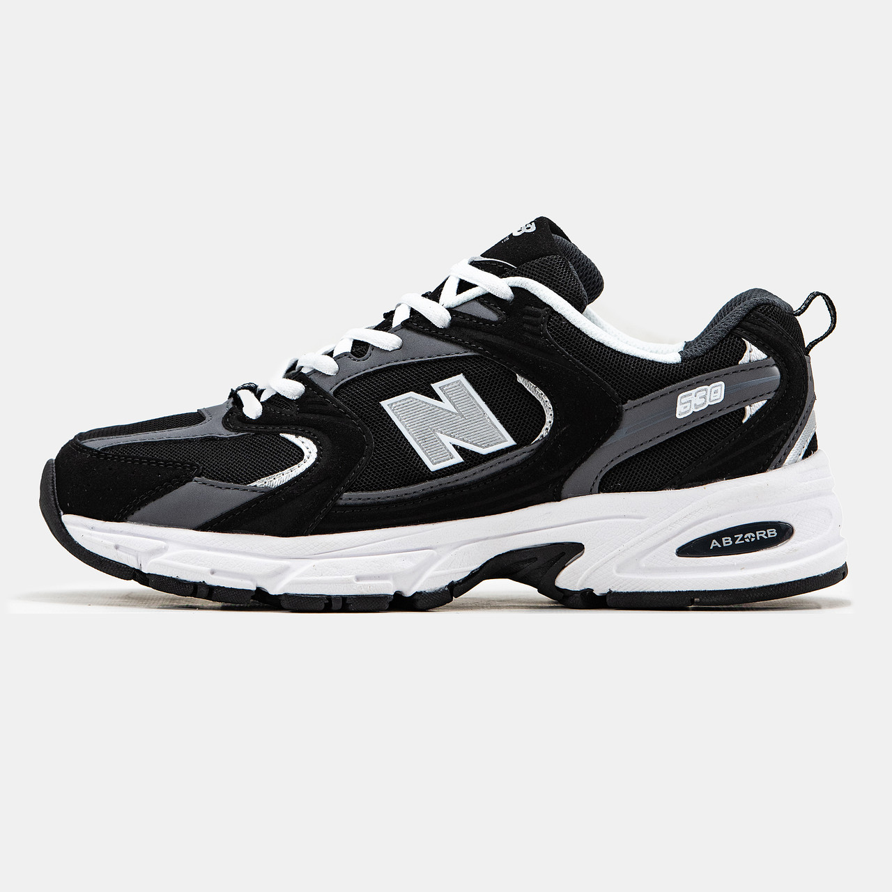 Чоловічі / жіночі кросівки New Balance 530 Black White, унісекс замшеві чорно-білі кросівки нью беленс 530 ню беланс NB 530 нб, фото 1