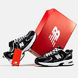 Чоловічі / жіночі кросівки New Balance 530 Black White, унісекс замшеві чорно-білі кросівки нью беленс 530 ню беланс NB 530 нб, фото 4