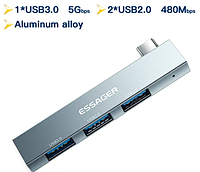 Essager 3 в 1 USB C HUB Док-станція Splitter For Macbook Adapter For Laptops USB 3.0 Type C