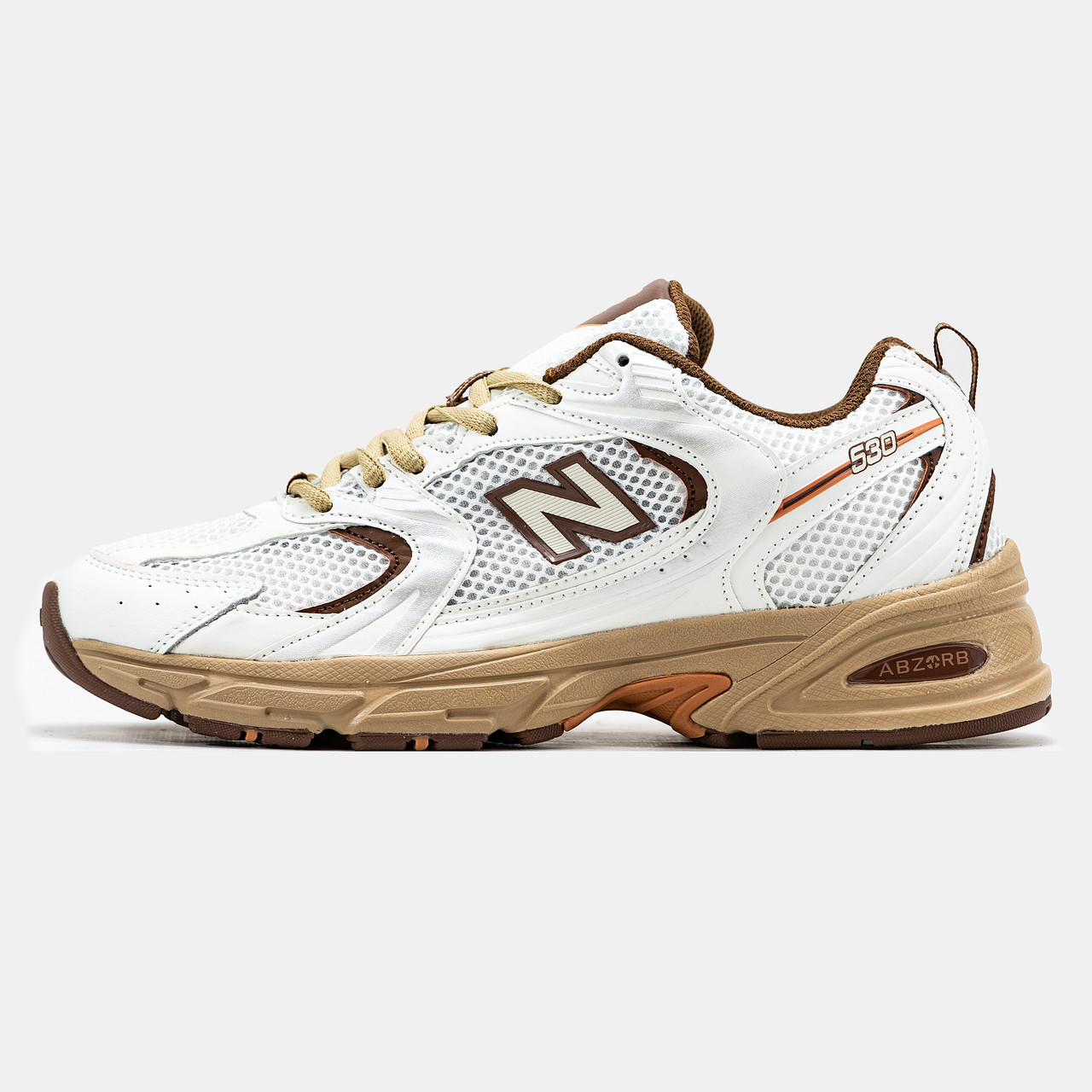 Жіночі кросівки New Balance 530 White Beige Brown, білі шкіряні кросівки нью беленс 530 ню беланс NB 530 нб, фото 1