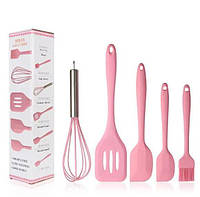 Набір силіконового приладдя для кухні kitchenWare 5 предметів, Рожевий