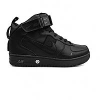 Зимові чоловічі кросівки Nike Air Force 1 black чорні Отличное качество Размер 41(26см)