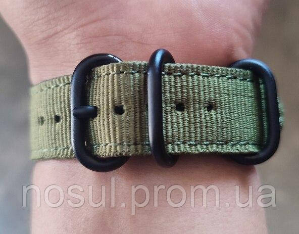 ZULU Military тканевый ремешок 22 мм оливковый зеленый для часов нейлон зулу - фото 3 - id-p1206860630