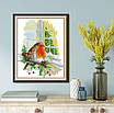 Набір для вишивання за нанесеною на канву схемою "Christmas Redbird at the Window". AIDA 14CT printed, 33*41 см, фото 10