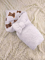 Зимний меховой конверт Тедди на хлопковой подкладке для новорожденных, белый