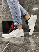 Кросівки Nike Air Jordan 1 low, белые с чёрным носком Отличное качество Размер 42 (26.5 см)