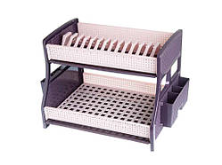 Сушарка пластикова для посуду 32,5х30,5х50см двоярусна з 2-ма піддонами