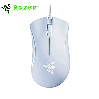 Игровая мышка Razer Deathadder White проводная 6400dpi и 5 независимыми кнопками для ПК и ноутбука (Белая)