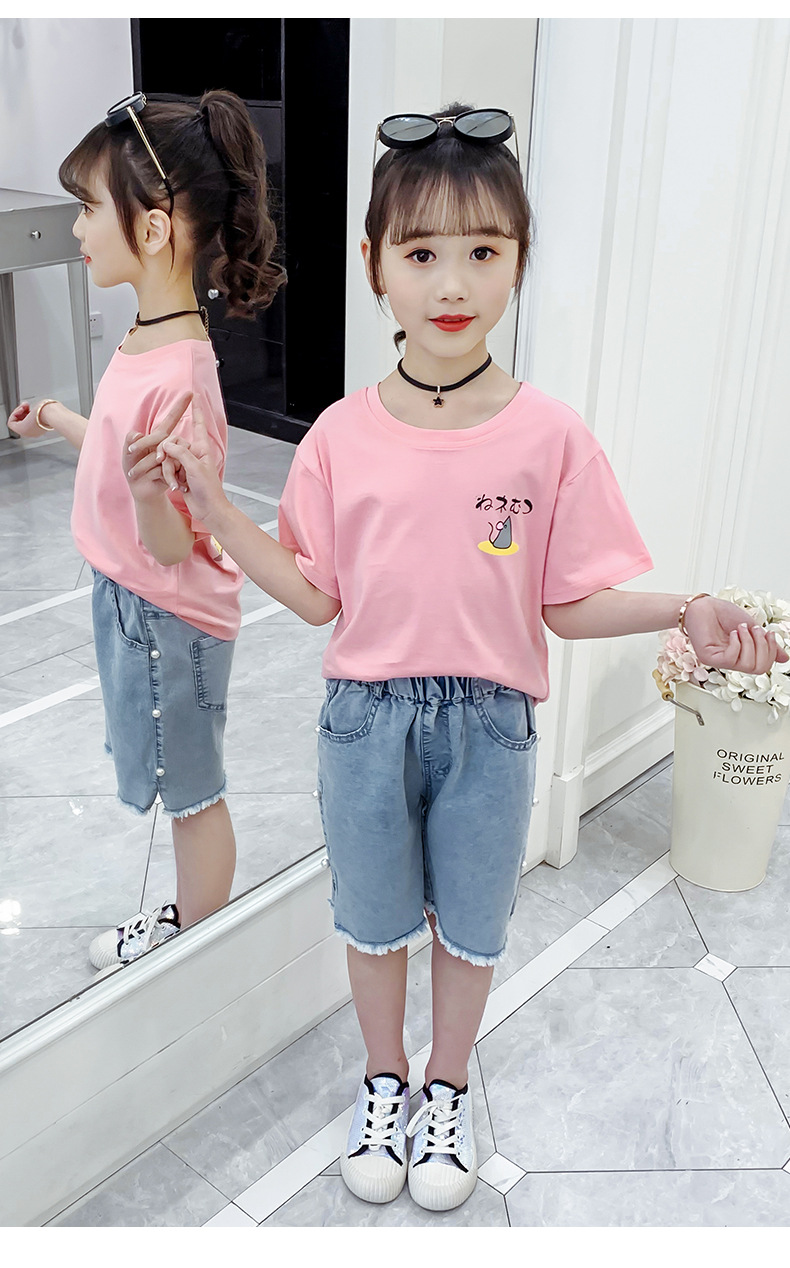 Бавовняна рожева футболка для дівчинки оверсайз 120 см зріст (7-8 років)