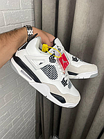 Мужские кроссовки Air Jordan 4 Retro White Black (с мехом) ALL13620