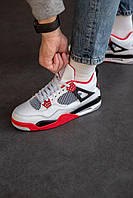 Мужские кроссовки Air Jordan 4 Retro White Fire Red DC7770-160 (с мехом) 44