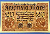 Банкнота Германии 20 марок 1918 г. Репринт