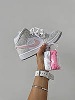 Женские кроссовки Air Jordan 1 Mid Light Iron Ore Grey Pink DN4045-001