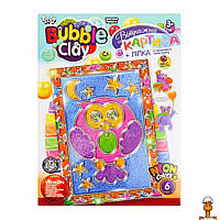 Набор креативного творчества "bubble clay", витражная картина, детская игрушка, сова, от 3 лет