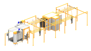 Линия порошковой покраски Ellipse - 2.3 для габаритов цеха: 19.7м х 6.8м