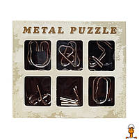 Набор головоломок металлических "metal puzzle", 6 штук в наборе, детская игрушка, серый, от 5 лет