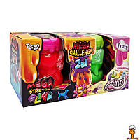 Вязкая масса "2 в 1 "mega stretch slime" и "fluffy slime", укр, детская игрушка, розово-зеленый, от 5 лет