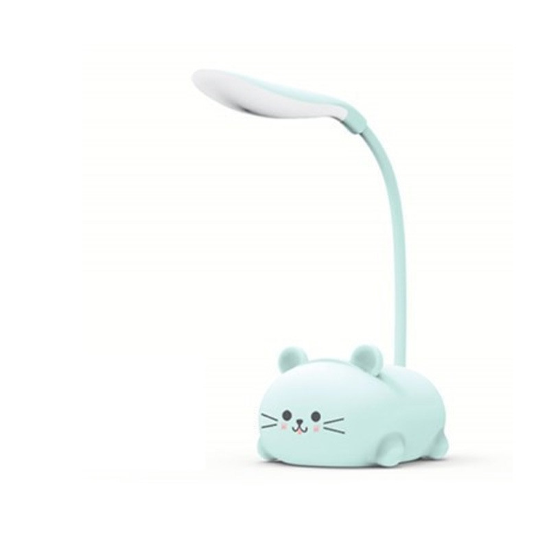 Настільний світильник дитячий 1 режим USB зарядка 18х9х7 мишка бірюза
