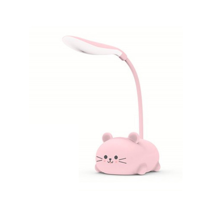 Настільний світильник дитячий 1 режим USB зарядка 18х9х7 мишка рожева