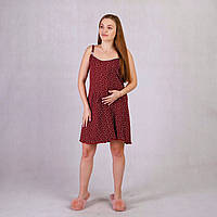 Женская ночная рубашка на тонких бретелях для беременных и для кормящих мам бордовый 46-54р.