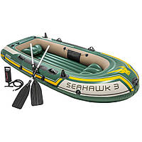 Тримісний надувний човен Intex 68380 Seahawk 3 Set, 295 х 137 см, (весла, ручний насос). 3-камерна