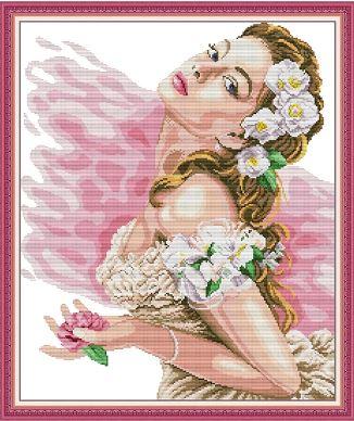 Набір для вишивання за нанесеною на канву схемою "Lady of the Camellias". AIDA 14CT printed 45*53 см