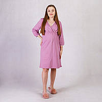 Жіноча нічна сорочка тепла для кормящих рожевий р.42-60