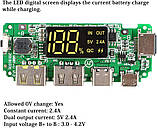 Контролери заряду Li-ion акумуляторів плата заряджання 18650 батарей із виходами 2xUSB та екраном H961-U 6.1, фото 5
