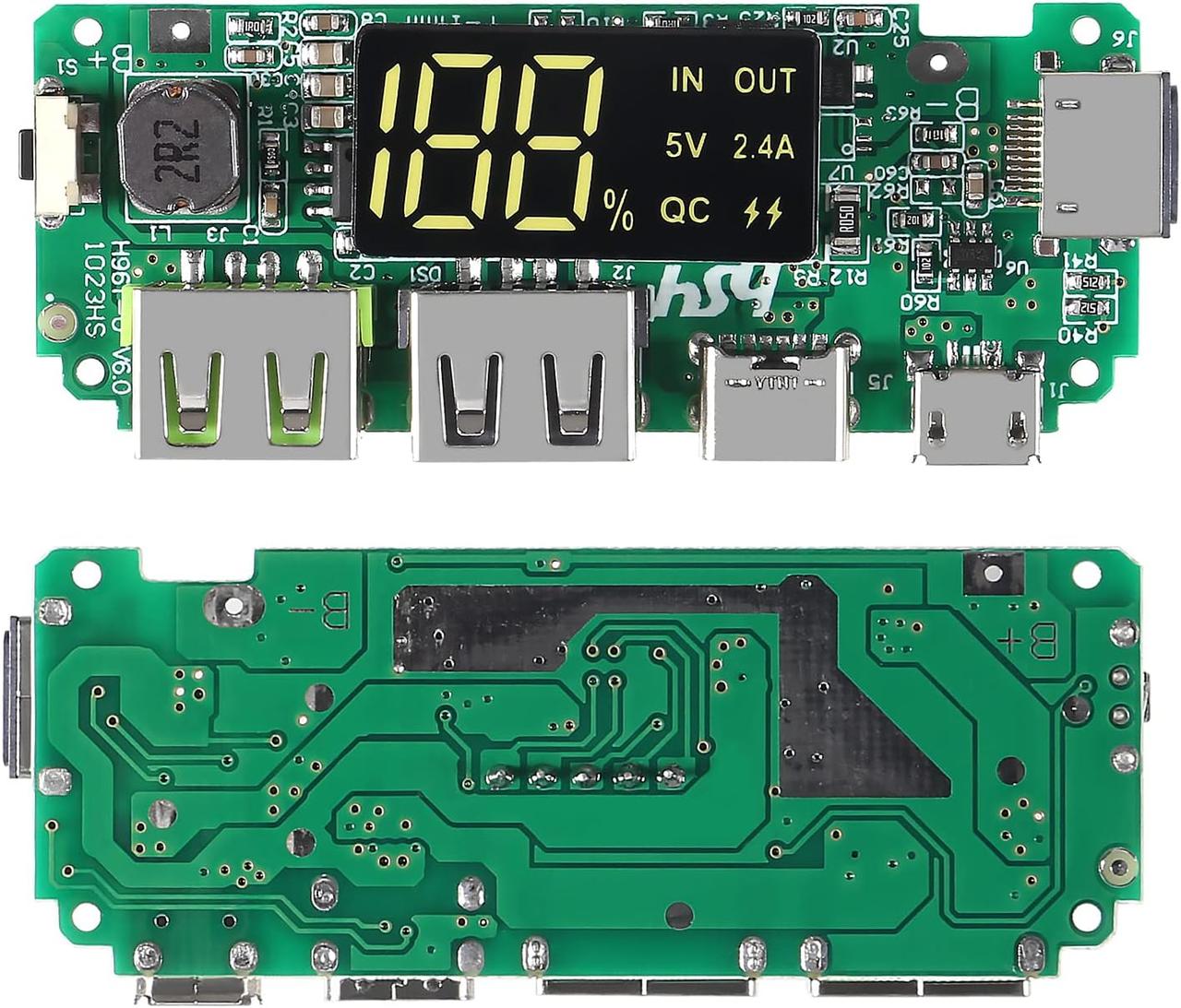 Контролери заряду Li-ion акумуляторів плата заряджання 18650 батарей із виходами 2xUSB та екраном H961-U 6.1, фото 1
