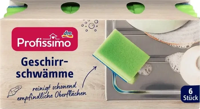 Губка для миття посуду DM Profissimo зелена, 6 шт., фото 1