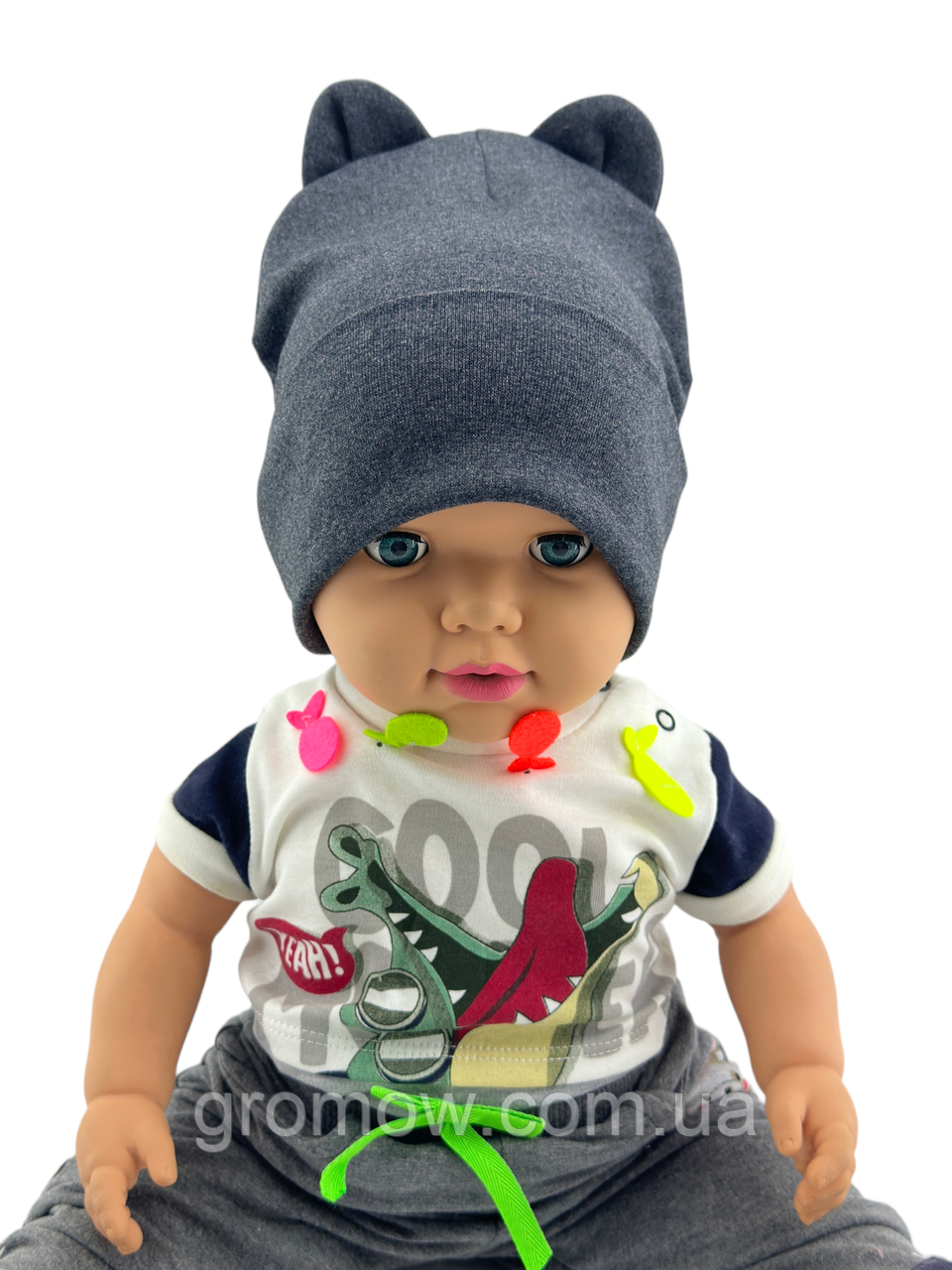 Шапка дитяча трикотажна подвійна для дитини головні убори синій (ШД457), фото 1