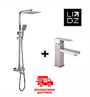 Душова панель Kubis Nickel Lidz+ змішувач умивальник Kubis 001F