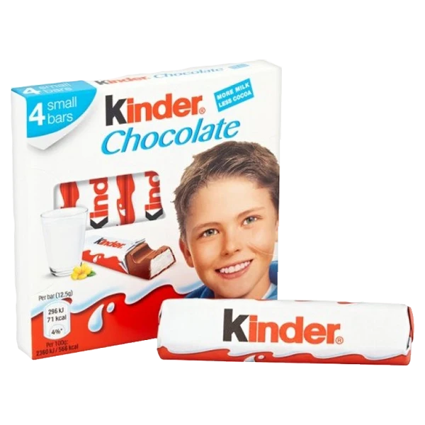 Шоколадні пластинки T4 з молочною начинкою Kinder 50 г, фото 1