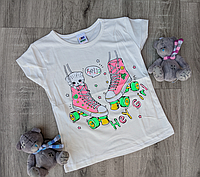 GMO Kids Кеди Дитяча біла футболка для дівчинки з принтом котики 92-98 зріст 2-3 роки