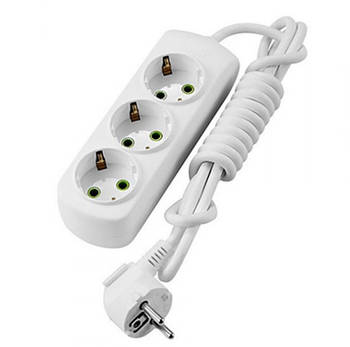 Подовжувач із заземленням 3 розетки 2м білий Letitia Лезард