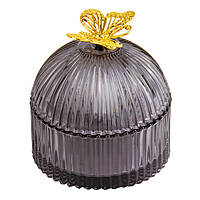 Cтеклянная шкатулка для косметических принадлежностей (конфетница/ баночка) "Грация движения" 11х9,5 см
