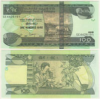 Банкнота, Эфиопия 100 быр 2015, Р 52g. UNC