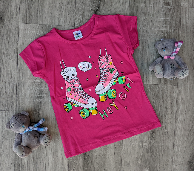 GMO Kids Кеди Дитяча рожева футболка для дівчинки з принтом котики 92-98 зріст 2-3 роки