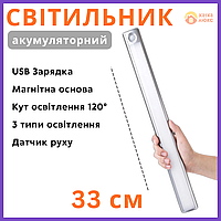 Аккумуляторная светодиодная лампа 33 см/ Линейный usb светильник на магнитной основе