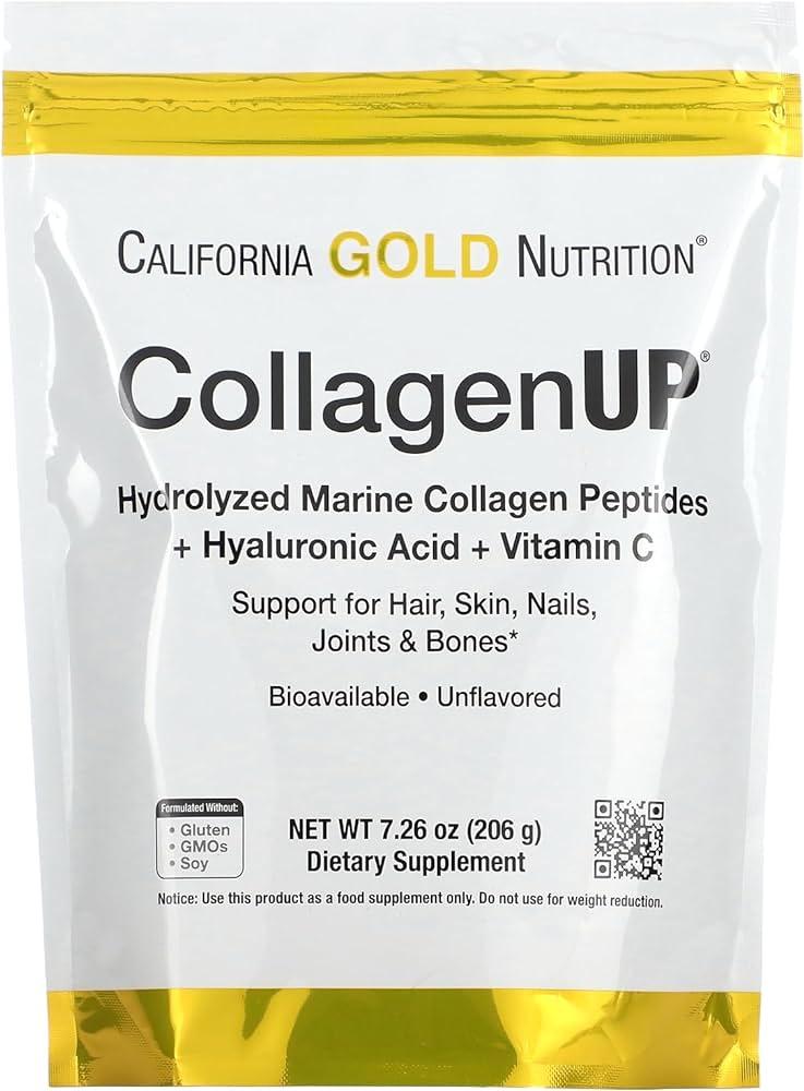 Морський коллаген California Gold Nutrition, CGN, CollagenUP 5000,+ гіалуронова кислота + вітамін, 205 г