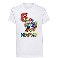 Детская футболка с принтом Super Mario - 6 років з ім'ям
