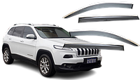 Дефлектори окон (Ветровики) JEEP Cherokee (KL) 2013-2018 (скотч) TopVisor c хром молдингом