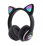 Беспроводные детские наушники с кошачьими ушками и подсветкой Cat Ear STN-28 черные