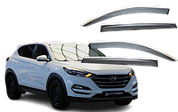 Дефлектори окон (Ветровики) Hyundai Tucson 2015-2021 (скотч) TopVisor c хром молдингом