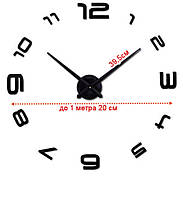 3D Часы настенные черные до 120 см Арабские цифры большие по кругу Б230-47