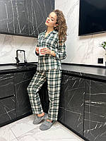 Женская пижама в клетку ткань фланель клетчатая премиум турецкая женская одежда для сна и дома пижама топ