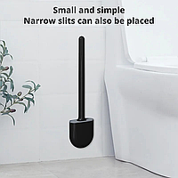Ершик для унитаза с силиконовой гибкой щеткой настенный (Черный) / Щетка для уборки туалета - силиконовый ёрш