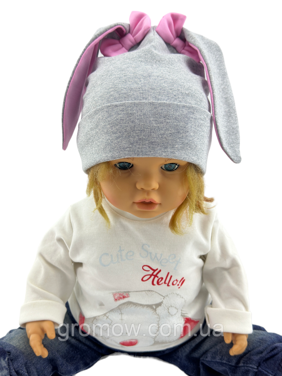 Шапка дитяча трикотажна подвійна для дитини головні убори сірий (ШД508), фото 1